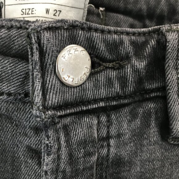 FREE PEOPLE Denim Dark Gray 5 Pocket Logo Hardware Jeans - Picture 4 of 13
